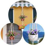 MIPON 3 Pack Macrame Plant Hanger Indoor Hanging Planter for Plants Holder with 3 Hooks,46"/41"/34" Size for Boho Home Decor,Ivory(POTS NOT Included)