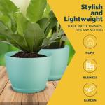 Lifemaster Planter Pots with Drainage Holes - Lightweight, Durable, and Space-Saving Pots for Indoor and Outdoor - Versatile Functionality, Simple Modern Design, Set of 10 Plastic Planter Pots - Aqua