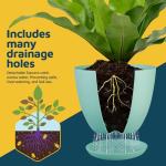 Lifemaster Planter Pots with Drainage Holes - Lightweight, Durable, and Space-Saving Pots for Indoor and Outdoor - Versatile Functionality, Simple Modern Design, Set of 10 Plastic Planter Pots - Aqua