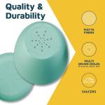 Lifemaster Planter Pots with Drainage Holes - Lightweight, Durable, and Space-Saving Pots for Indoor and Outdoor - Versatile Functionality, Simple Modern Design, Set of 10 Plastic Planter Pots - Aqua