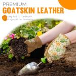 HANDLANDY Gardening Gloves for Women, Ladies Breathable Leather Garden Glove for Yard Maintenance Work Construction Tool Handling, Best Gift for Gardeners (Small)