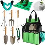 Garden Tools Set, Stainless Steel Gardening Supplies Kit, Gardening Kit, Garden Hand Tools with Fashion and Durable Storage Bag, Planting Tools, Ideal Gifts for Women & Men (10 Pieces)