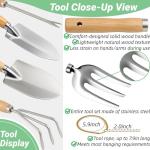 Garden Tools Set, Stainless Steel Gardening Supplies Kit, Gardening Kit, Garden Hand Tools with Fashion and Durable Storage Bag, Planting Tools, Ideal Gifts for Women & Men (10 Pieces)