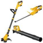 Cordless Hedge Trimmer+String Trimmer+Leaf Blower Combo Compatible with Dewalt 20v Max Battery(Tool Only), Cordless Weed Wacker & Shrub/Bush Trimmer & Electric Leaf Blowers for Lawn Care, Garden, Yard