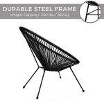 Best Choice Products 3-Piece Outdoor Acapulco All-Weather Patio Conversation Bistro Set w/Plastic Rope, Glass Top Table and 2 Chairs - Black