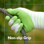 Brigic Bamboo Gardening Gloves 2 pair, Breathable Rubber Coated, Outdoor Work Garden Gloves For Women, Green & Purple (Large)