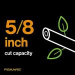 Fiskars Bypass Pruning Shears, Branch Cutter with 5/8" Cut Capacity, Garden Shears with Sharp Steel Blade, Rust Resistant, Ergonomic Pruners with Comfort Handle and Safety Lock, Gardening Hand Tools