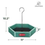 Kingsyard Heavy Duty Hanging Platform Bird Feeder Weatherproof, Recycled Plastic Tray with Metal Mesh Screen, Easy Clean Outdoor Feeder for Cardinals Bluebirds Wild Birds, Green