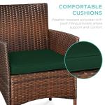 Best Choice Products 3-Piece Outdoor Wicker Conversation Bistro Set, Space Saving Patio Furniture for Garden w/Side Table - Brown/Midnight Green