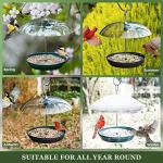 Kingsyard Adjustable Platform Bird Feeder for Outdoors Hanging, Metal Tray Bird Feeder with Dome Top, Attract Bluebirds Cardinals Goldfinches (Black)