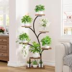 BACEKOLL Plant Stand Indoor with Grow Lights, 7 Tiered Indoor Plant Shelf, 49" Corner Plant Stands for Indoor Plants, Metal Plant Flower Display Shelf, Tree-Shaped Plant Rack for Home, Patio, Black