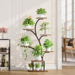 BACEKOLL Plant Stand Indoor with Grow Lights, 7 Tiered Indoor Plant Shelf, 49" Corner Plant Stands for Indoor Plants, Metal Plant Flower Display Shelf, Tree-Shaped Plant Rack for Home, Patio, Black