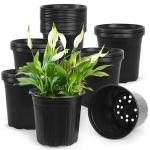 SLMKHHU 50 Pcs 2 Gallon Nursery Pots,Thickened Soft Plastic Plant Pots with Holes,Garden Flower Seedling Pot Container for Seedling,Cuttings,Transplanting (Black)