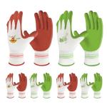 Velway 6 Pairs Gardening Gloves for Women - Breathable Rubber Coated Garden Work Gloves - Outdoor Protective Yard Gloves with Grip Gardening Gifts - Red & Green Large