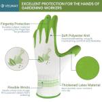 Velway 6 Pairs Gardening Gloves for Women - Breathable Rubber Coated Garden Work Gloves - Outdoor Protective Yard Gloves with Grip Gardening Gifts - Red & Green Large