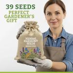 Gardening Gift for Women – 39 Medicinal Herb Seed Kit in Burlap Gift Bag, Heirloom Non-GMO Herbal Tea & Apothecary Garden Kit, Made in USA