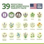 Gardening Gift for Women – 39 Medicinal Herb Seed Kit in Burlap Gift Bag, Heirloom Non-GMO Herbal Tea & Apothecary Garden Kit, Made in USA