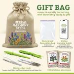 Gardening Gift for Women – 39 Medicinal Herb Seed Kit in Burlap Gift Bag, Heirloom Non-GMO Herbal Tea & Apothecary Garden Kit, Made in USA