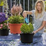 KPUVX 5 Pack 10.5 inch Plant Pots,Planter-Pots-for-Plants，Plastic Flower Pot for Indoor Outdoor Plants with Drainage Holes & Trays, Decorative Garden Containers Sets for Houseplants