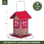 Kingsyard Cute Bird House Feeders for Outside, Hanging Metal Bird Feeder with 4 Ports, Outdoor Garden Yard Decorations for Cardinals Finches Chickadees Goldfinches & Sparrows Birds Watching