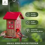 Kingsyard Cute Bird House Feeders for Outside, Hanging Metal Bird Feeder with 4 Ports, Outdoor Garden Yard Decorations for Cardinals Finches Chickadees Goldfinches & Sparrows Birds Watching