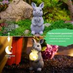 Tiejiajiang Solar Garden Outdoor Statues Bunny with Gazing Ball - Outdoor Decor Garden Rabbit Statue for Patio, Balcony, Yard, Lawn Ornament - Unique Housewarming Gifts