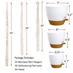Bouqlife Hanging Planters with Macrame Plant Hangers for Indoor Outdoor Plants 3 Set Self Watering Pots Hanging Baskets Flower Pot Holders 3 Different Size