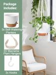 Bouqlife Hanging Planters with Macrame Plant Hangers for Indoor Outdoor Plants 3 Set Self Watering Pots Hanging Baskets Flower Pot Holders 3 Different Size