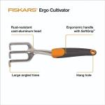 Fiskars Ergo Cultivator for Digging, Aerating Soil, and Weeding, Heavy Duty Garden Tool with Hanging Hole
