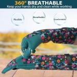 Gardening Gloves for Women - Breathable Long Garden Gloves with Grip, Thorn-Proof Puncture-Resistant Leather Work Gloves for Yard and Outdoor Work, Protective Garden Gloves for Women, Green Flower