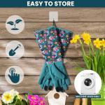 Gardening Gloves for Women - Breathable Long Garden Gloves with Grip, Thorn-Proof Puncture-Resistant Leather Work Gloves for Yard and Outdoor Work, Protective Garden Gloves for Women, Green Flower