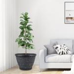 Nooulap 4 Pack 8 Inch Flower Pots for Outdoor Indoor, Plastic Plant Pots with Drainage Hole & Saucer, Lightweight Small Resin Flower Pot, Imitation Magnolia Pots for Garden House planters（Gray）