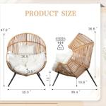 Vongrasig Outdoor Wicker Egg Chair PE Rattan Chair with Cushion, Oversized Patio Lounge Chair for Outdoor, Indoor, Balcony, Backyard, Garden, Beige
