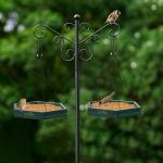 MIXXIDEA Platform Bird Feeder Tray, Hanging Bird Feeders for Outdoors, Wooden Seed Tray Mesh Seed Platform for Garden Yard Outside Decoration Attracting for Wild Birds (1pk-Green)