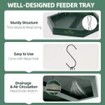 MIXXIDEA Platform Bird Feeder Tray, Hanging Bird Feeders for Outdoors, Wooden Seed Tray Mesh Seed Platform for Garden Yard Outside Decoration Attracting for Wild Birds (1pk-Green)