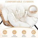 Vongrasig Outdoor Wicker Egg Chair PE Rattan Chair with Cushion, Oversized Patio Lounge Chair for Outdoor, Indoor, Balcony, Backyard, Garden, Beige