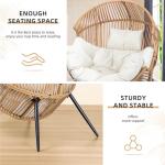 Vongrasig Outdoor Wicker Egg Chair PE Rattan Chair with Cushion, Oversized Patio Lounge Chair for Outdoor, Indoor, Balcony, Backyard, Garden, Beige