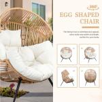 Vongrasig Outdoor Wicker Egg Chair PE Rattan Chair with Cushion, Oversized Patio Lounge Chair for Outdoor, Indoor, Balcony, Backyard, Garden, Beige