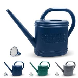 2 Gallon Watering Can, Outdoor Watering Can for Plants, Garden Water Can with Removable Long Spout and Stainless Steel Sprinkler Head, Large Water Can for Greenhouse (Dark Blue, 2 Gallon)