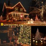 OZS 2PK 240LED Solar Christmas String Lights Outdoor Waterproof | Solar Christmas Tree Lights with 8 Lighting Modes Solar Light Outdoor for Xmas Party Garden Tree Christmas Decorations (Warm White)