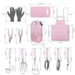 Pink Garden Tool Sets 12 Pieces, iHansee Aluminum Gardening Hand Tools with Non-Slip Handle, Kneeling Pad, Apron, Gloves and Organizer Bag, Landscaping Tools - Gift for Women & Garden Enthusiasts