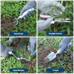 Pink Garden Tool Sets 12 Pieces, iHansee Aluminum Gardening Hand Tools with Non-Slip Handle, Kneeling Pad, Apron, Gloves and Organizer Bag, Landscaping Tools - Gift for Women & Garden Enthusiasts