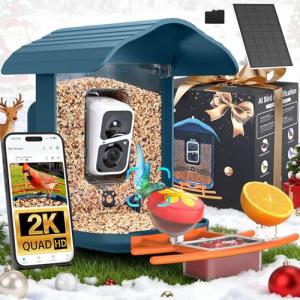 birdsnap® PAV-Bird Feeder with Camera 2K HD, 64GB Card, AI Identify Bird Species Smart Bird House with Camera Solar Powered, Record Video Live View, Auto Capture, Ideal Gift for Birds Lover