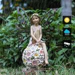 Suyorpe Flower Fairy Garden Decor,Garden Fairy Statues Outdoor,Solar Powered Outdoor Fairy Figurine Accessories,Patio Lawn Yard Porch, Resin Ornaments for Outside Gifts,9.45 Inches Tall