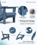 SERWALL Folding Adirondack Chair, HDPE Adirondack Chairs Set of 2, Plastic Outdoor Chairs- Looks Exactly Like Real Wood- Navy