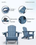SERWALL Folding Adirondack Chair, HDPE Adirondack Chairs Set of 2, Plastic Outdoor Chairs- Looks Exactly Like Real Wood- Navy