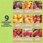 Organic Tomato Seeds Variety Pack - 9 Individual Packs - 2025 Season - Roma, Cherry, Black Krim, Yellow Pear, Pineapple and More! for Indoor & Outdoor Planting (Non-GMO, Certified Organic)