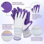 Aysatogc 2 Pairs Gardening Gloves, Outdoor Work Garden Gloves Breathable Rubber Coated Outdoor Protective Yard Glove with Grip for Women Men Garden Essentials (Green & Purple)