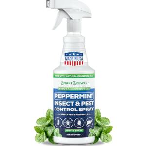 All Natural Peppermint Oil Insect & Pest Control Spray Repels Mice, Spiders, Ants, for Home, Indoor, Outdoor, Garden Maximum Strength Smart Grower Ready to Use 32 FL OZ