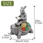 TERESA'S COLLECTIONS Garden Statues Rabbit Turtle Solar Outdoor Light for Garden Decor, Resin Outdoor Statues Tortoise Bunny Sculptures for Lawn Patio Porch Yard Decor Garden Gifts for Mom Women, 9"